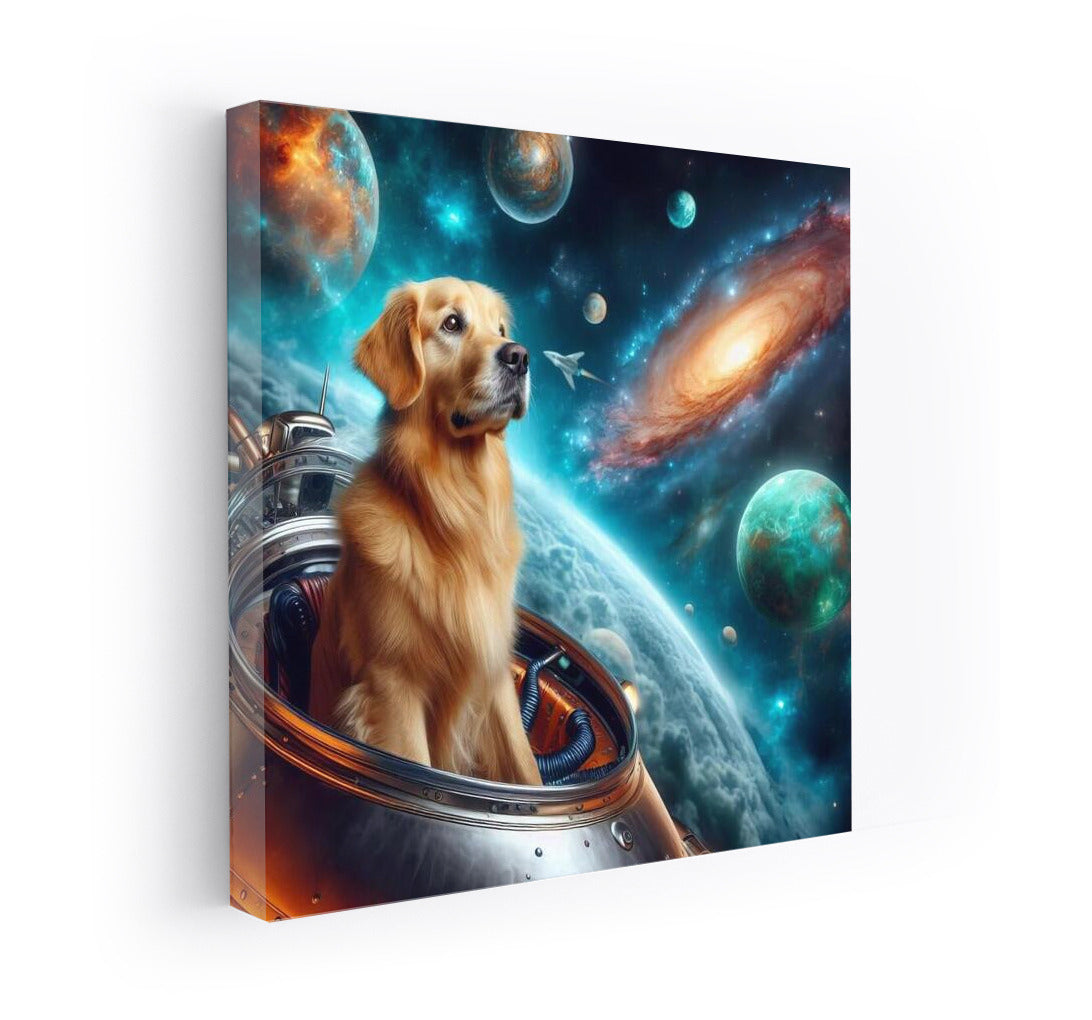 Golden Retriever's Space Adventure: Explorer of Faraway Galaxies