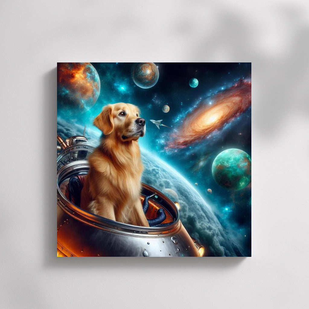 Golden Retriever's Space Adventure: Explorer of Faraway Galaxies