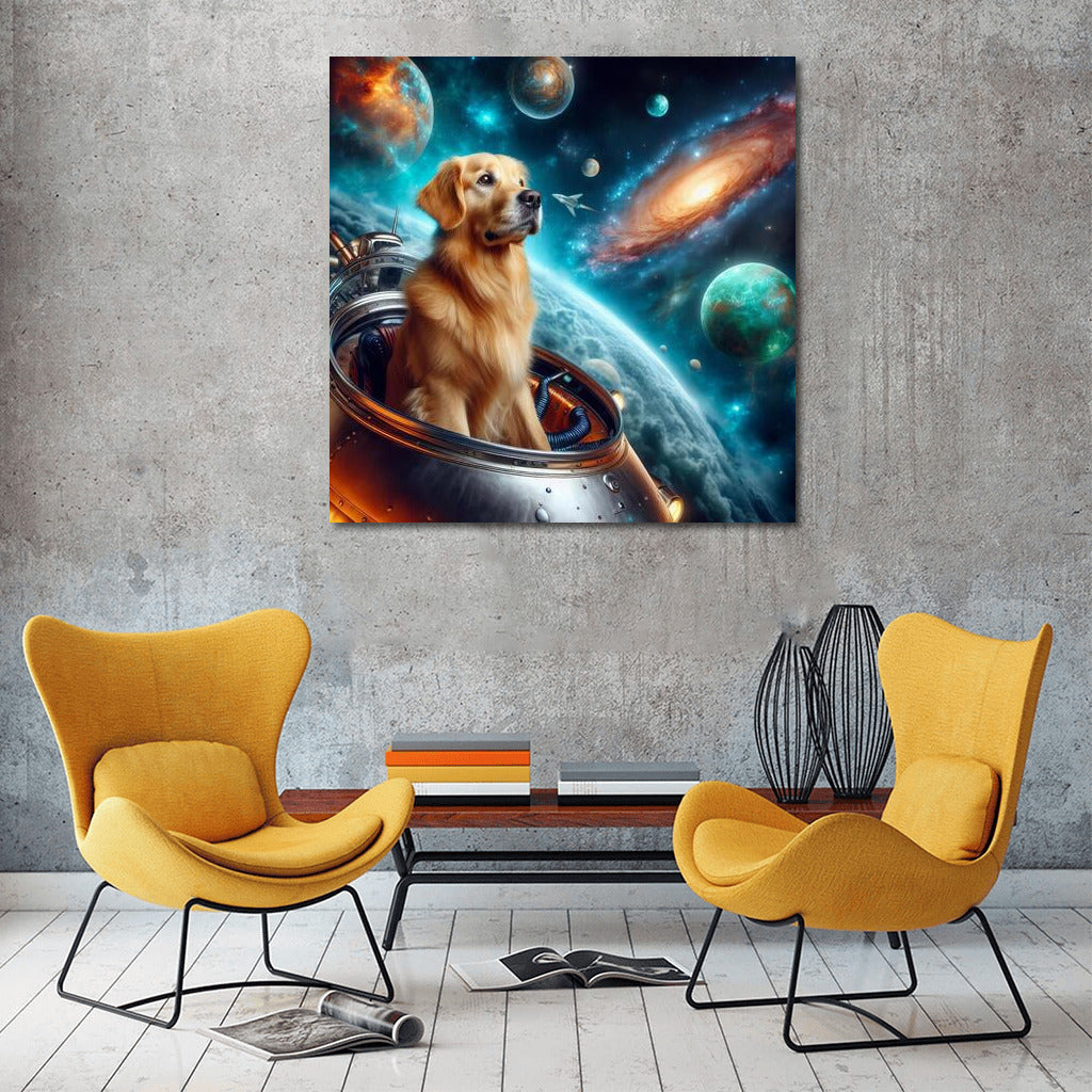 Golden Retriever's Space Adventure: Explorer of Faraway Galaxies