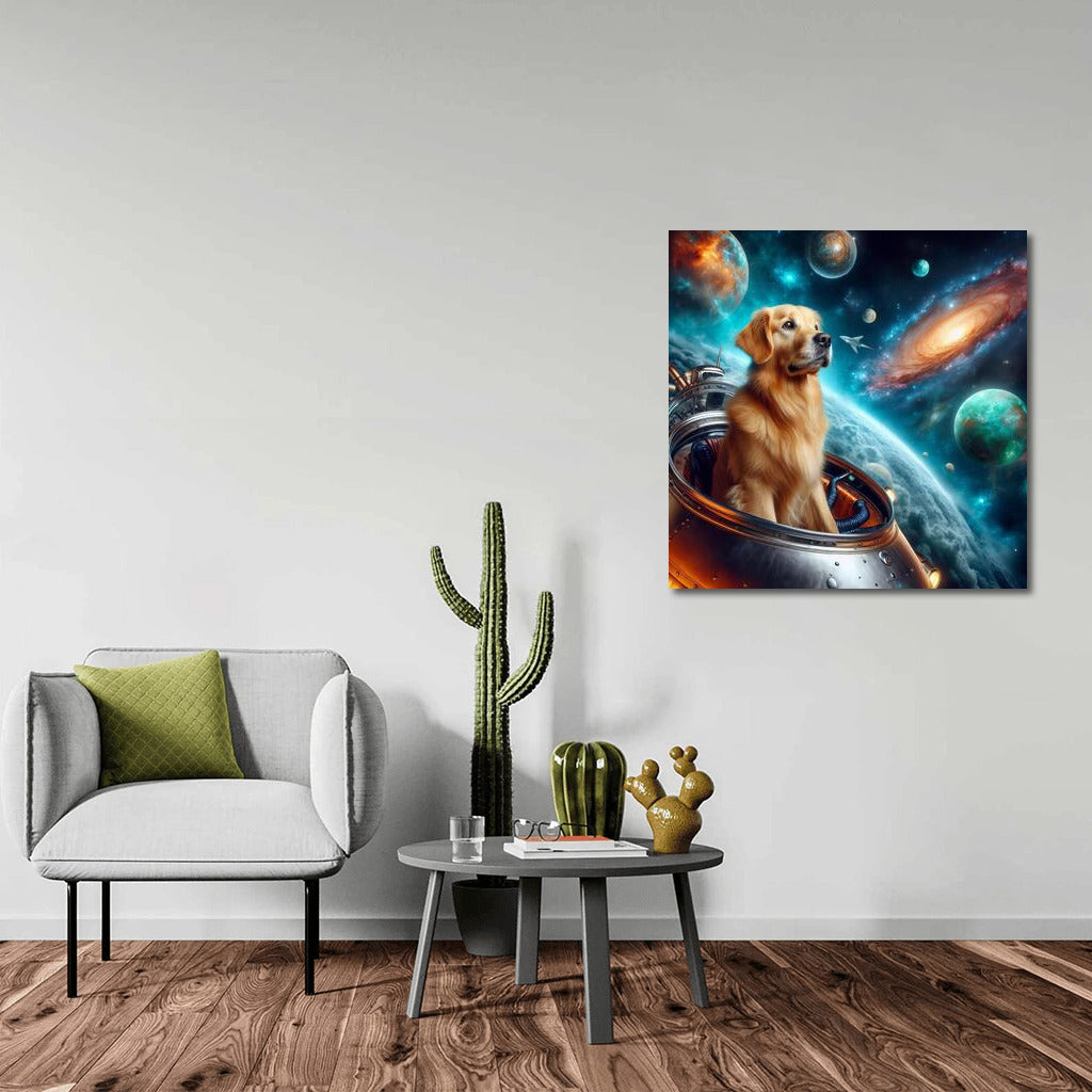 Golden Retriever's Space Adventure: Explorer of Faraway Galaxies