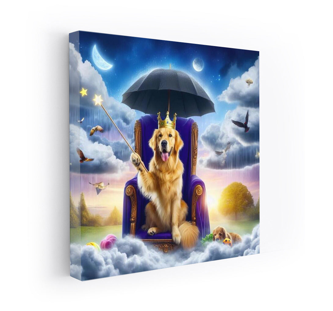 Golden Retriever on the Cloud Throne: Magical Weather Master