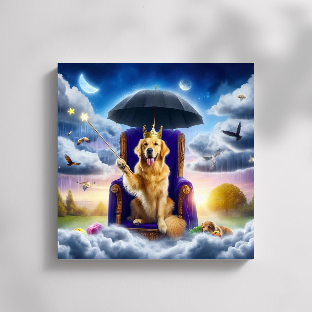 Golden Retriever on the Cloud Throne: Magical Weather Master