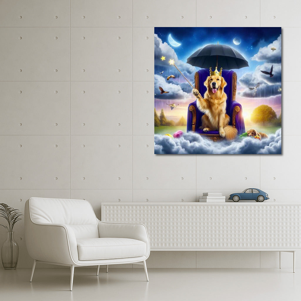 Golden Retriever on the Cloud Throne: Magical Weather Master