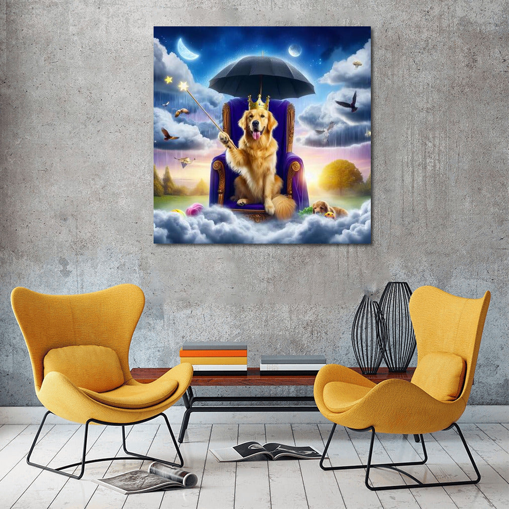 Golden Retriever on the Cloud Throne: Magical Weather Master