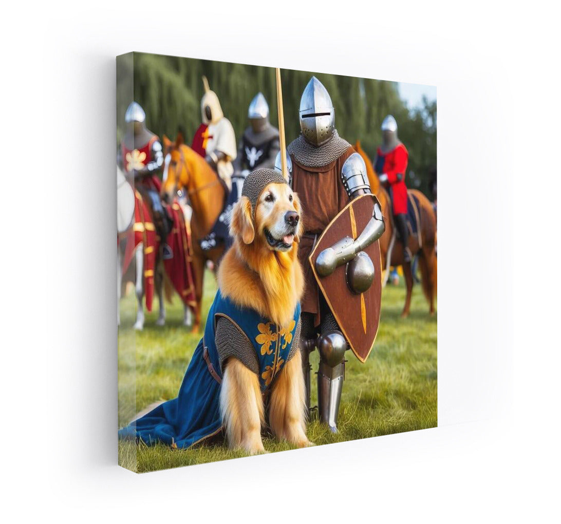 Golden Retriever at the Medieval Tournament: Glitter and Courage