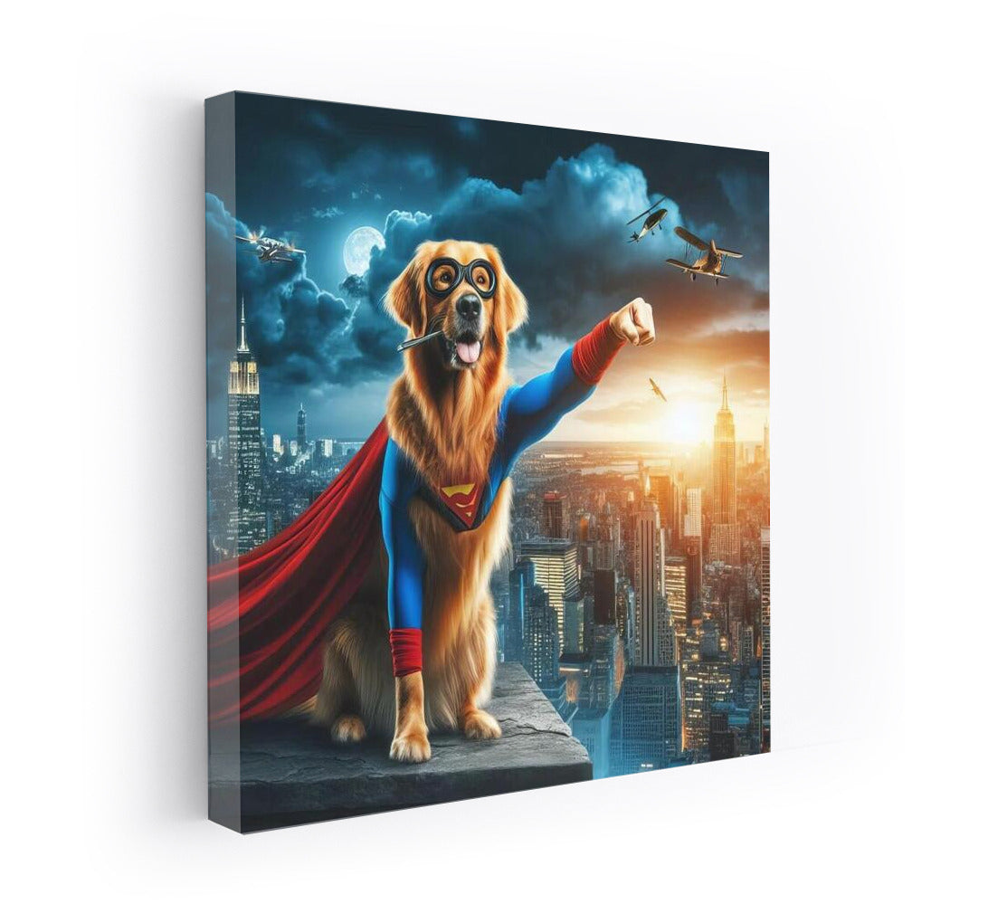 Heroic Golden Retriever: Saving the City from the Villain