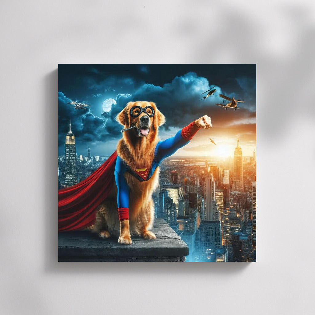 Heroic Golden Retriever: Saving the City from the Villain