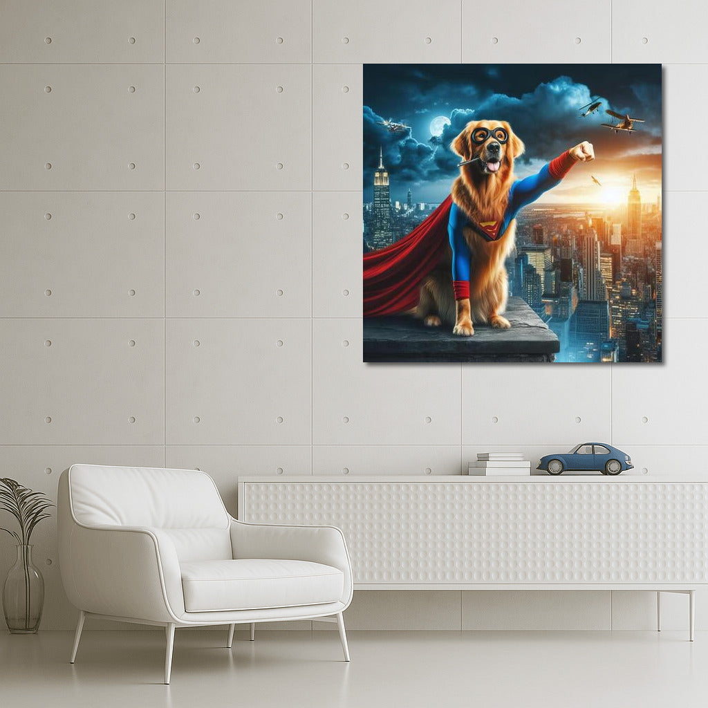 Heroic Golden Retriever: Saving the City from the Villain