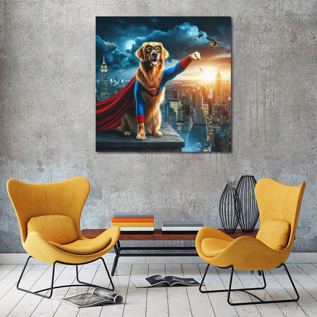 Heroic Golden Retriever: Saving the City from the Villain