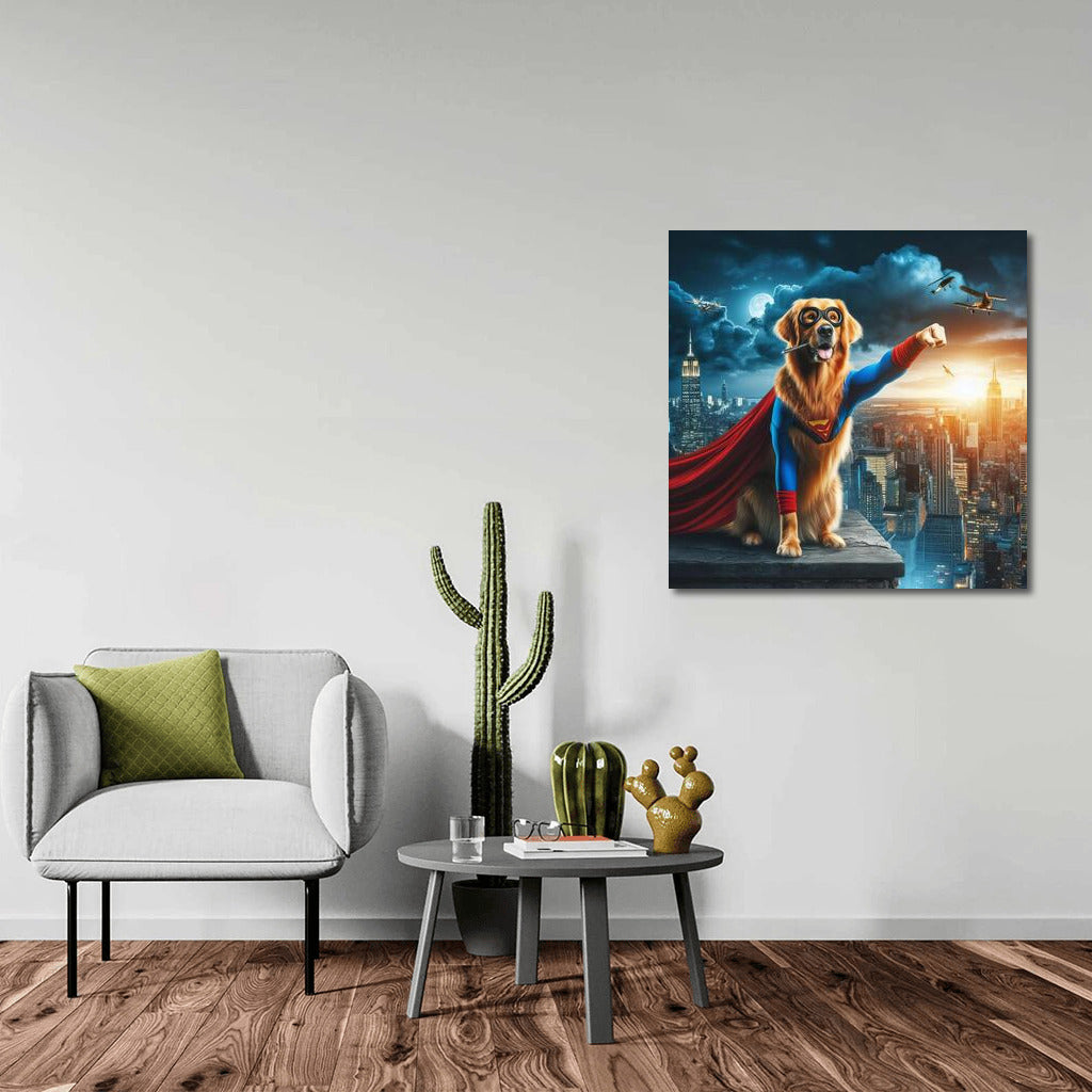 Heroic Golden Retriever: Saving the City from the Villain