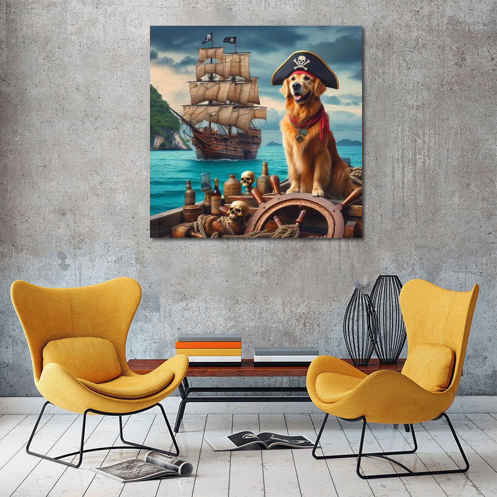 Captain Golden: Pirate Retriever at Treasure Island