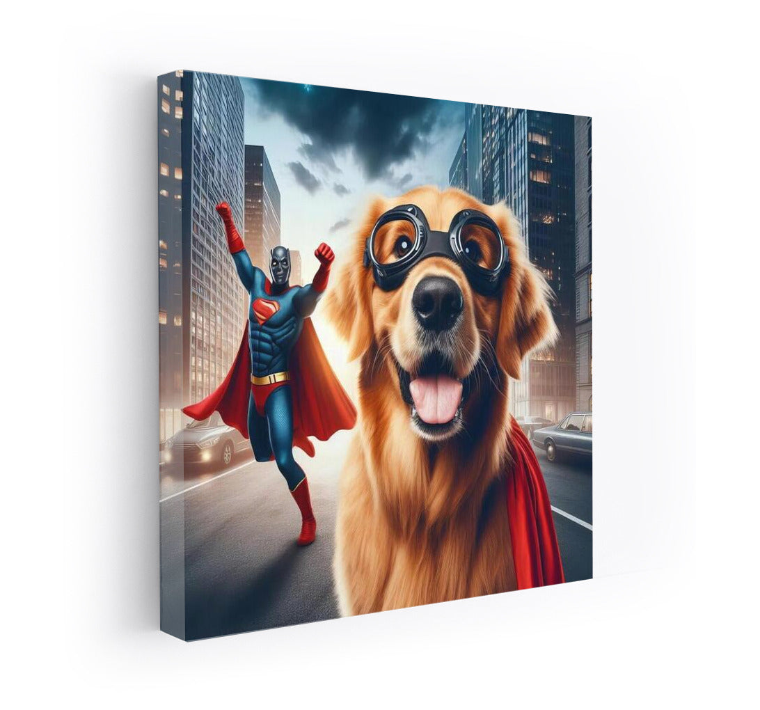 Golden Retriever Superhero: Saving the City from the Villain