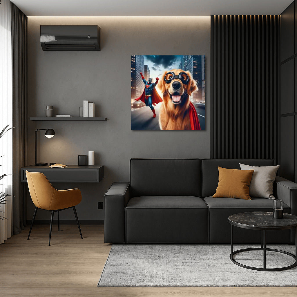 Golden Retriever Superhero: Saving the City from the Villain