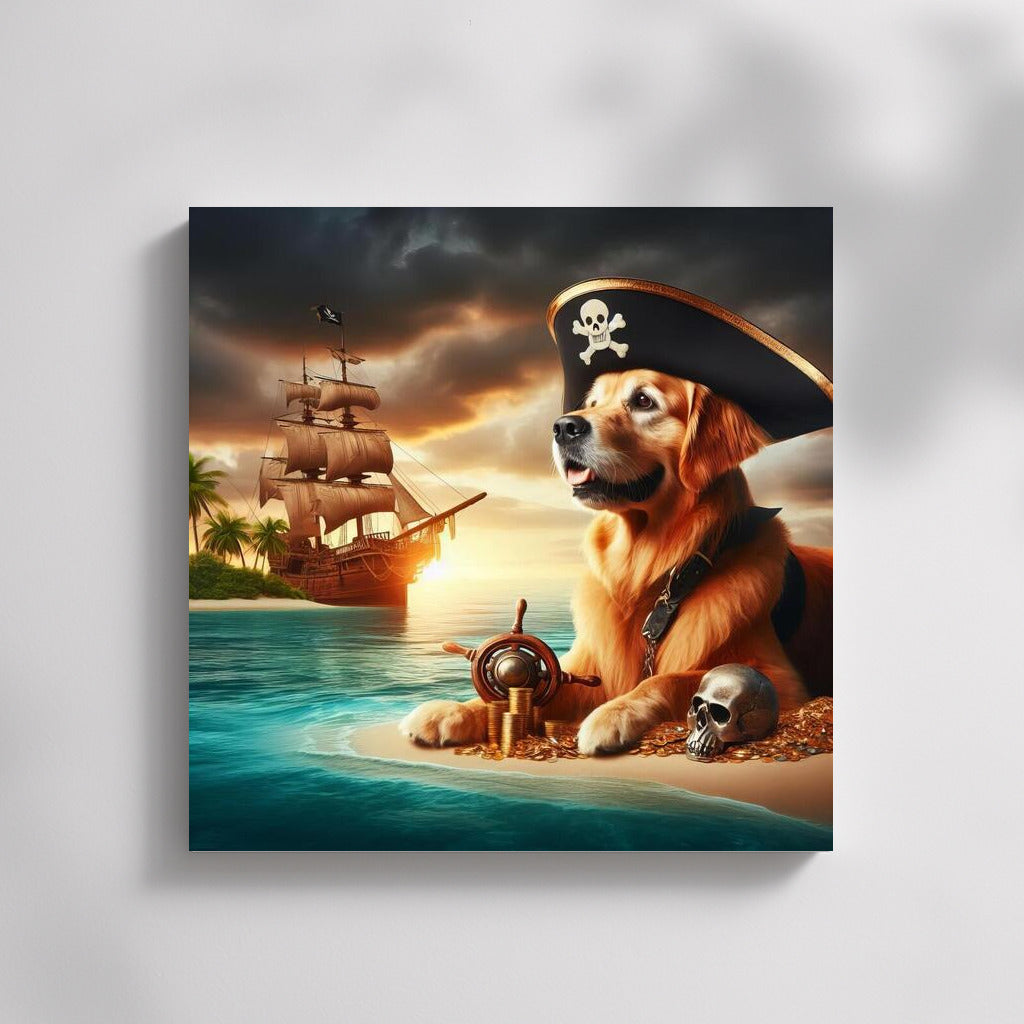 Golden Retriever: Pirate Captain at Treasure Island