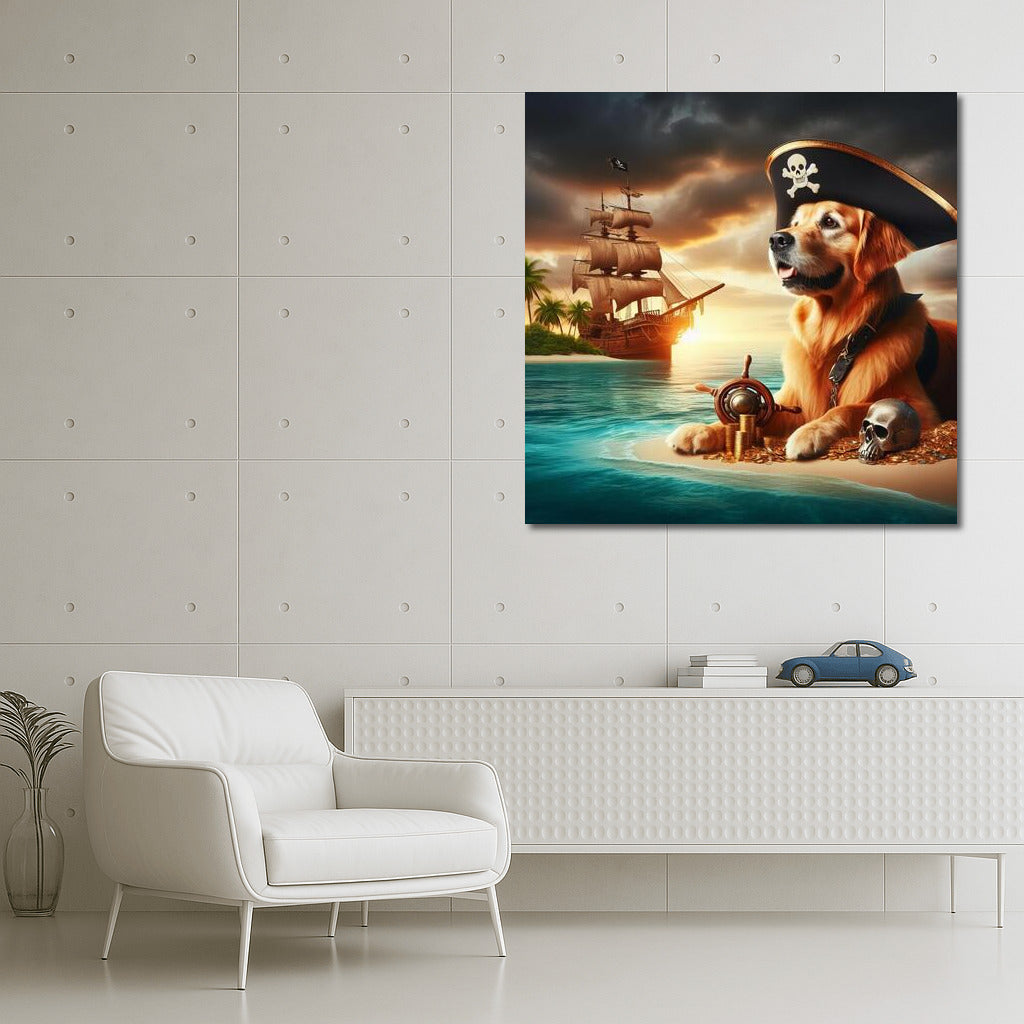 Golden Retriever: Pirate Captain at Treasure Island