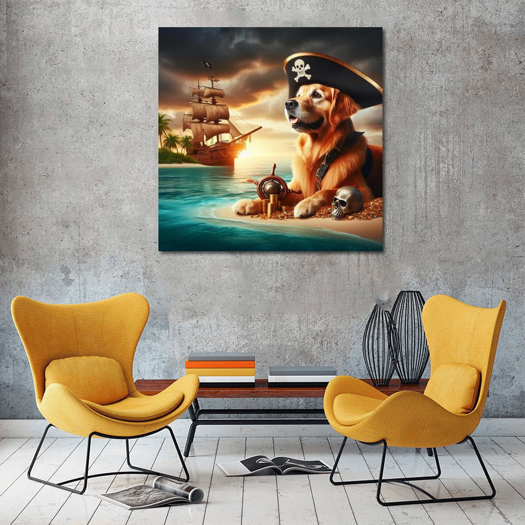 Golden Retriever: Pirate Captain at Treasure Island