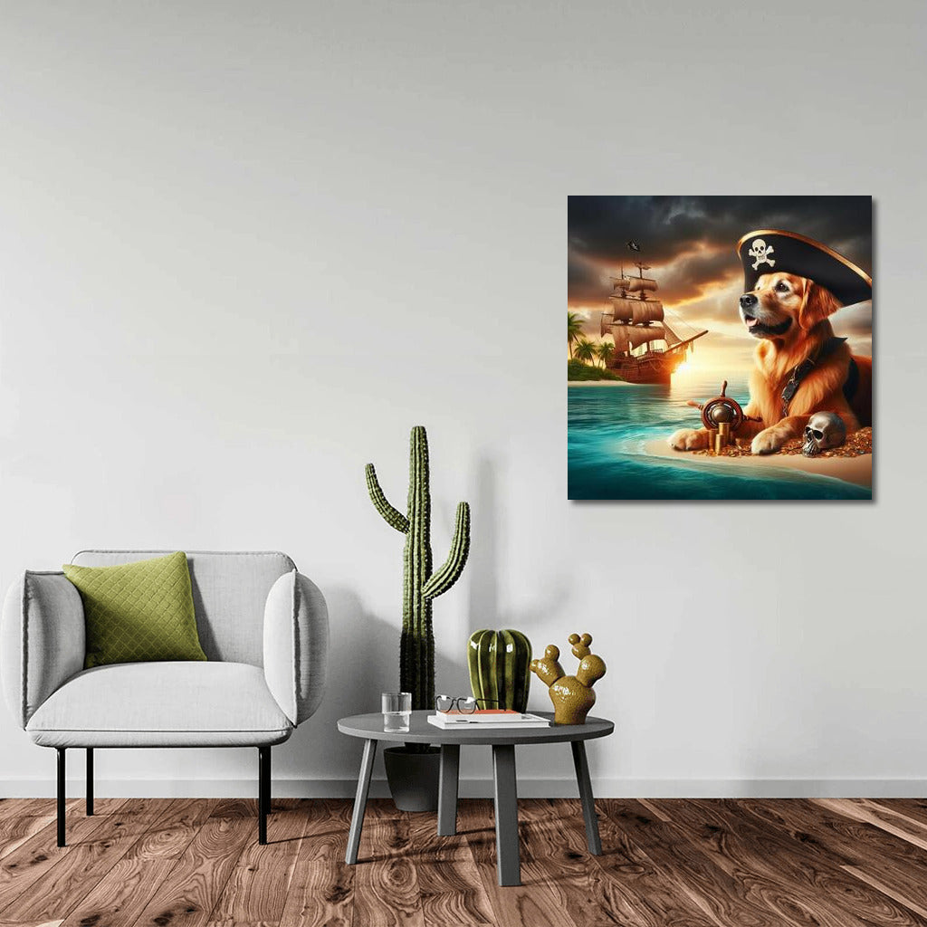 Golden Retriever: Pirate Captain at Treasure Island