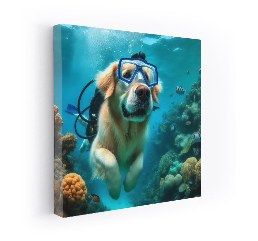 Golden Retriever's Underwater Adventures in Scuba
