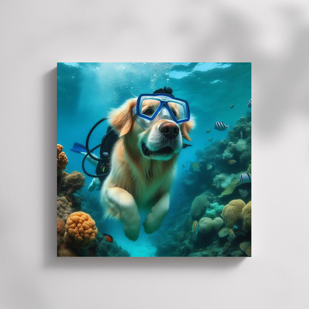 Golden Retriever's Underwater Adventures in Scuba