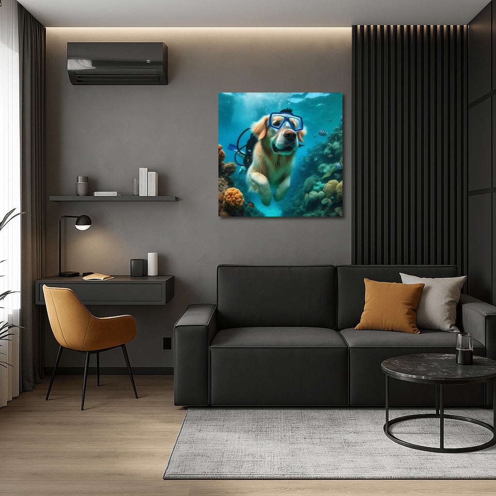Golden Retriever's Underwater Adventures in Scuba