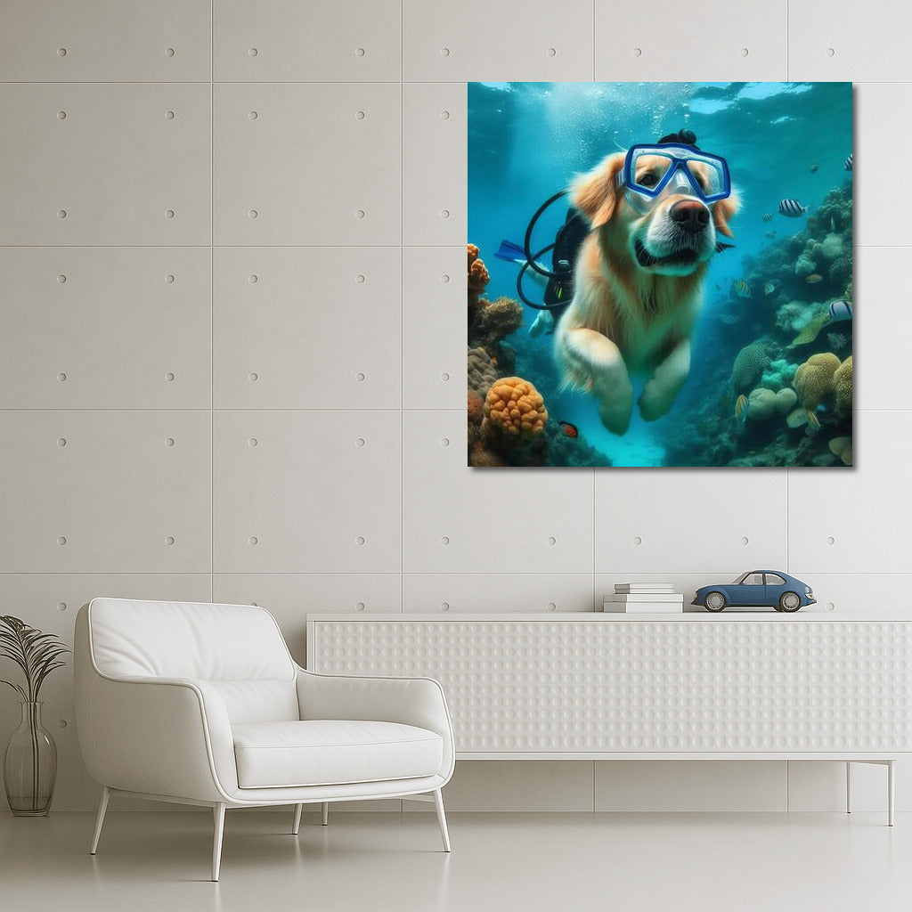 Golden Retriever's Underwater Adventures in Scuba