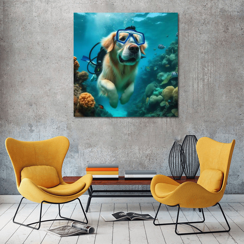 Golden Retriever's Underwater Adventures in Scuba