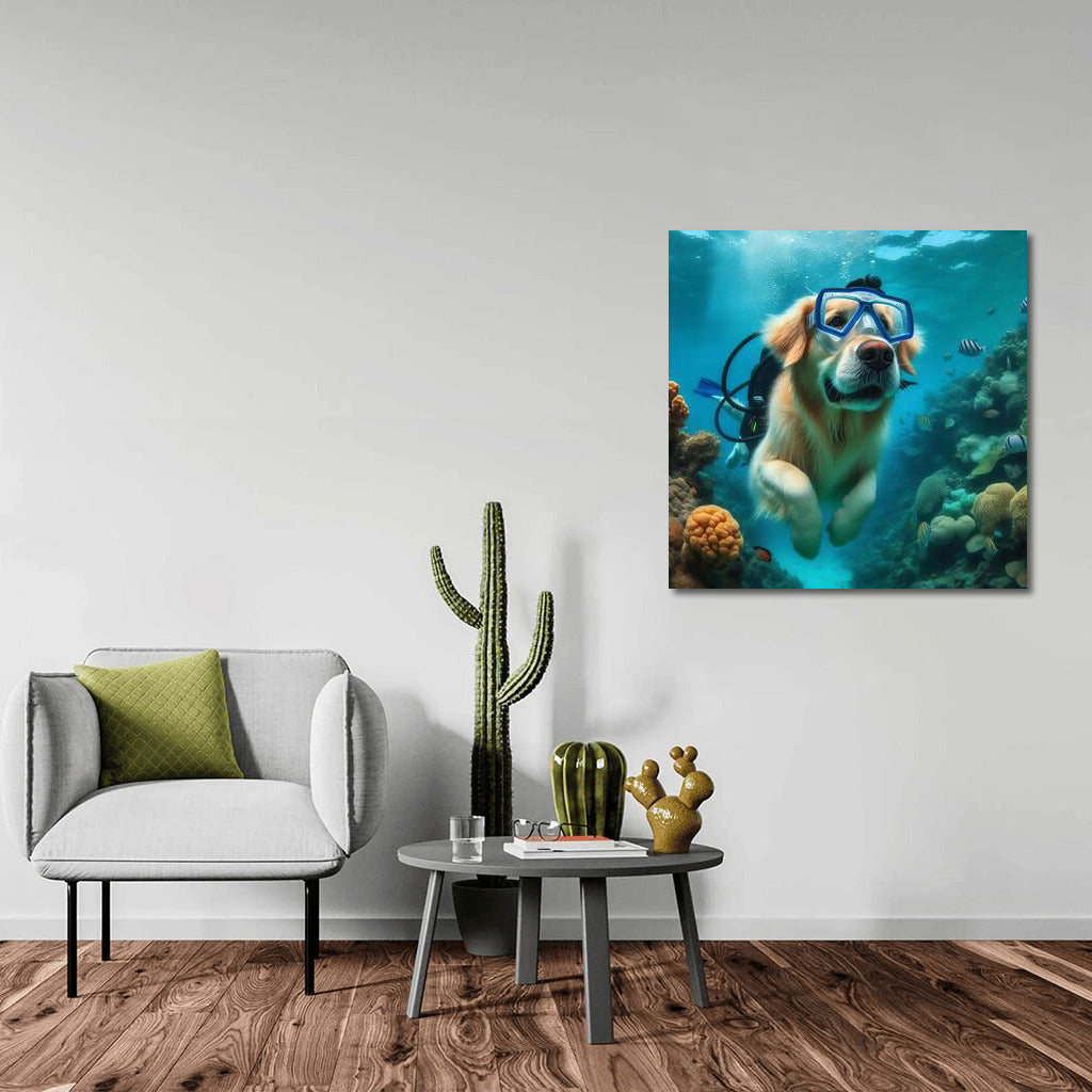 Golden Retriever's Underwater Adventures in Scuba