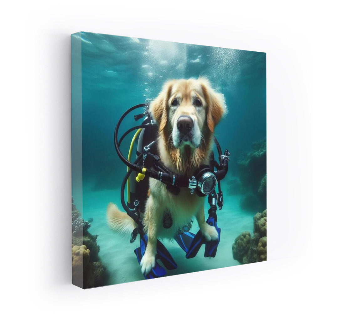 Golden Retriever Diver: Underwater Adventures in Gear