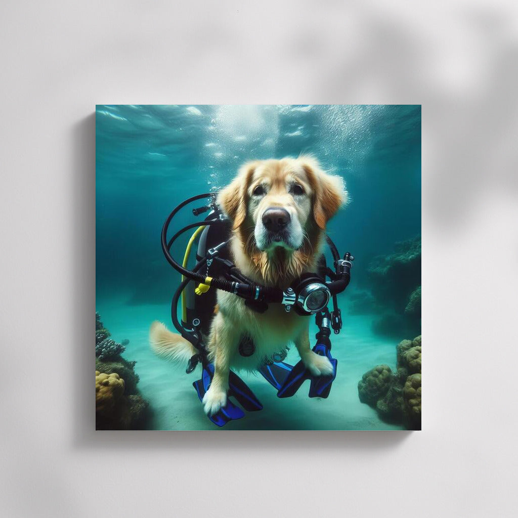 Golden Retriever Diver: Underwater Adventures in Gear