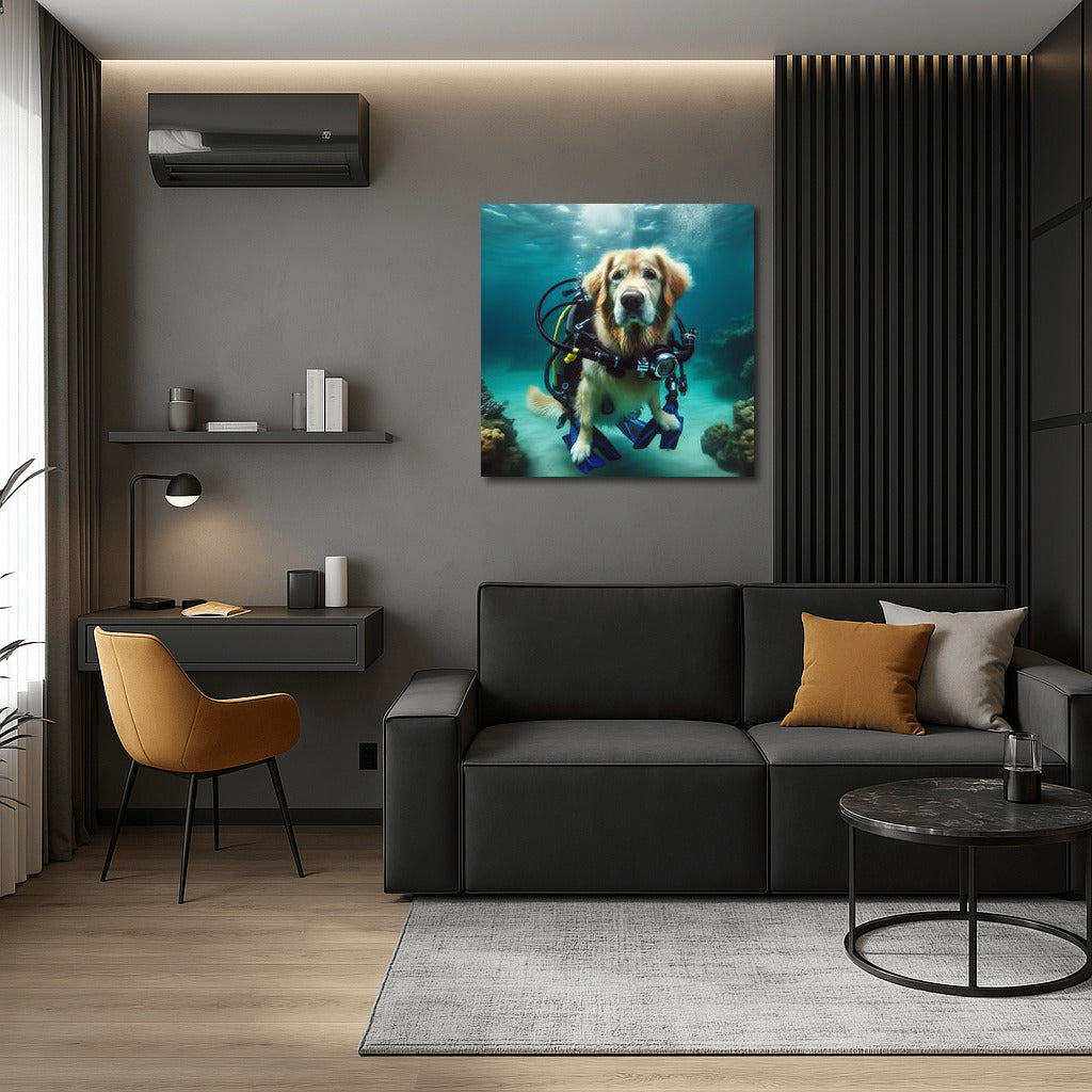 Golden Retriever Diver: Underwater Adventures in Gear