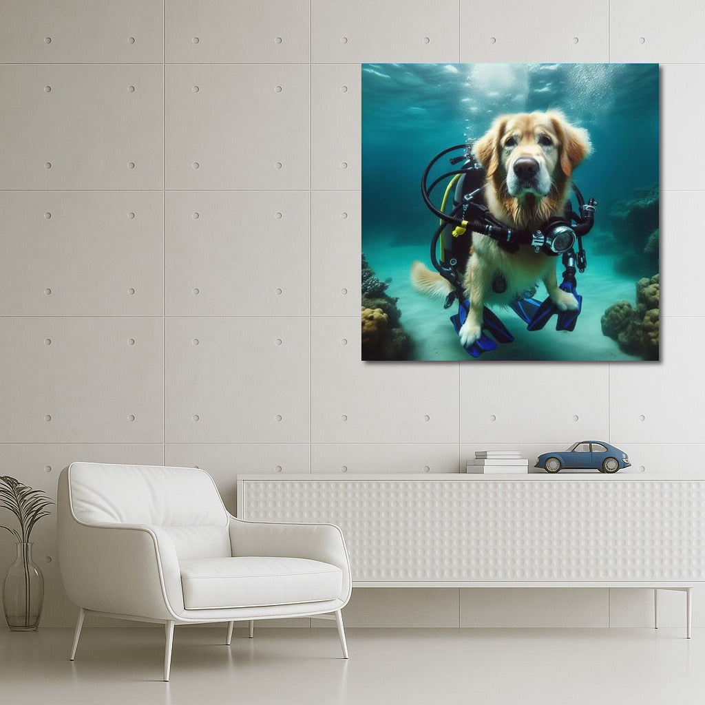 Golden Retriever Diver: Underwater Adventures in Gear