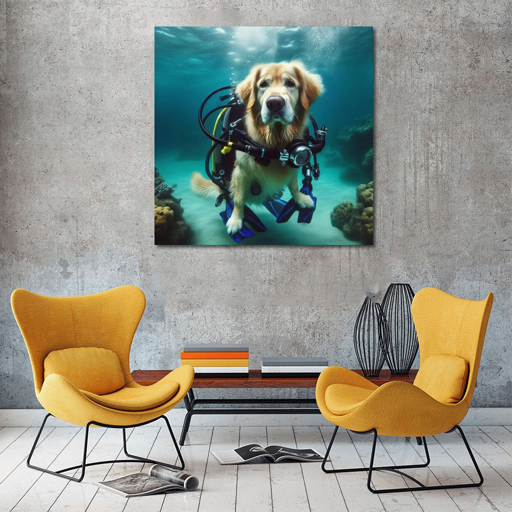 Golden Retriever Diver: Underwater Adventures in Gear
