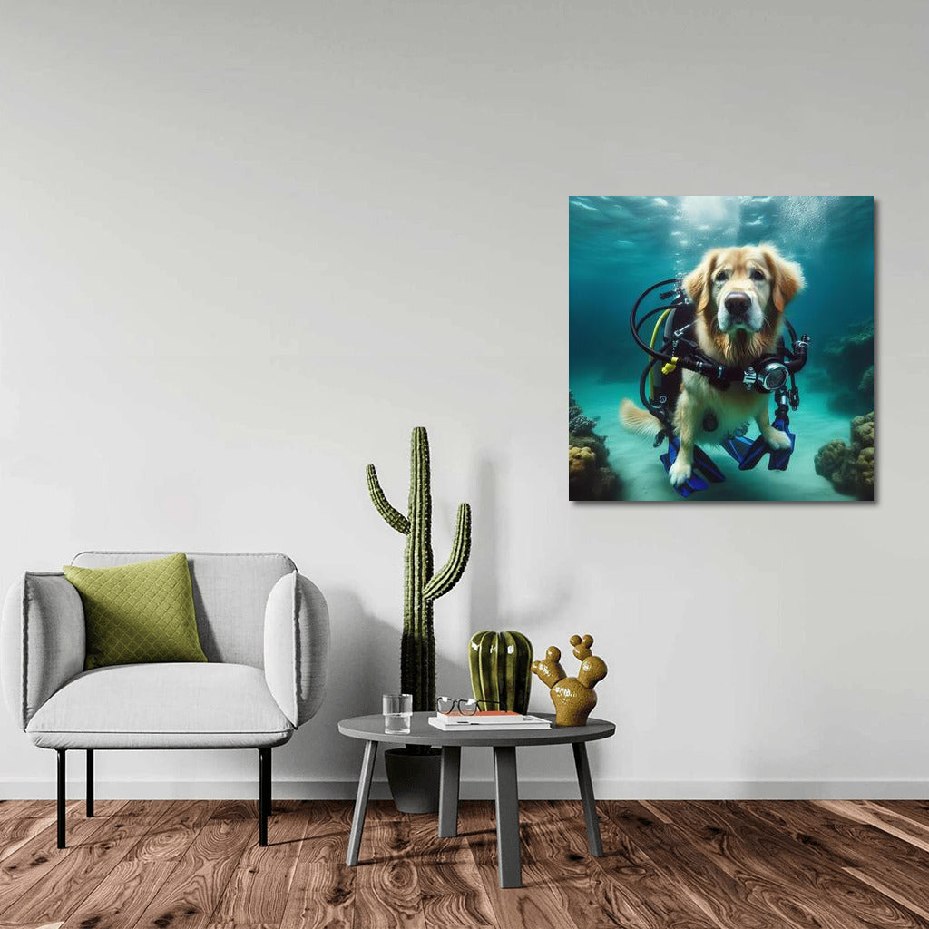 Golden Retriever Diver: Underwater Adventures in Gear