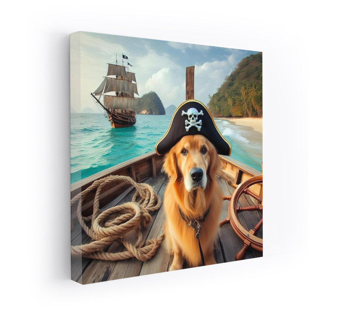 Golden Retriever: Pirate Captain at Treasure Island