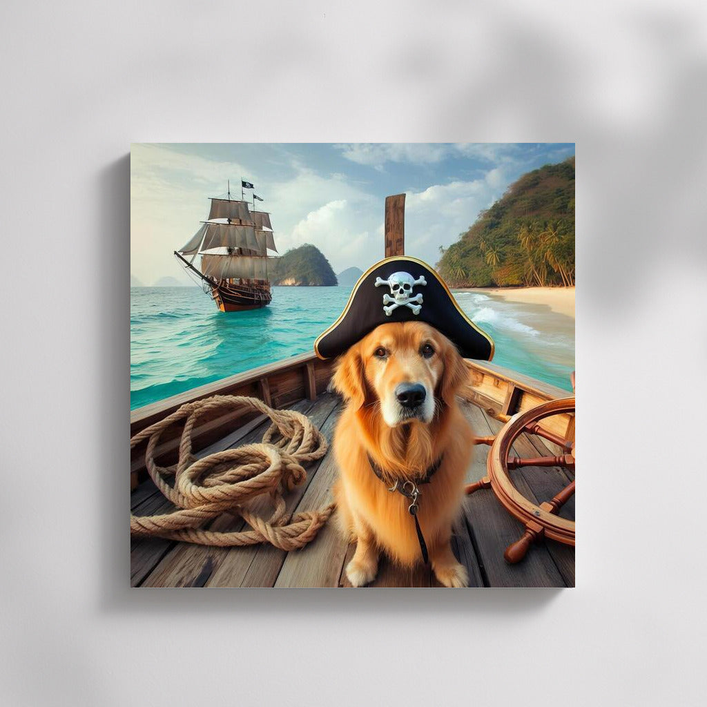 Golden Retriever: Pirate Captain at Treasure Island