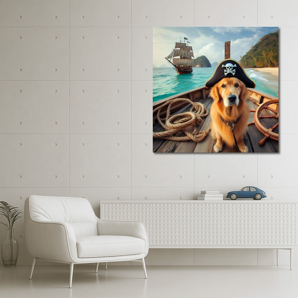 Golden Retriever: Pirate Captain at Treasure Island