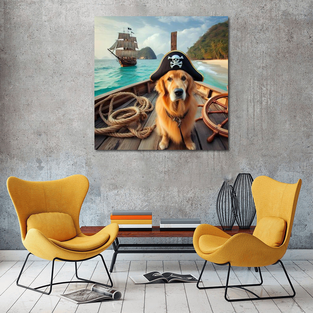 Golden Retriever: Pirate Captain at Treasure Island