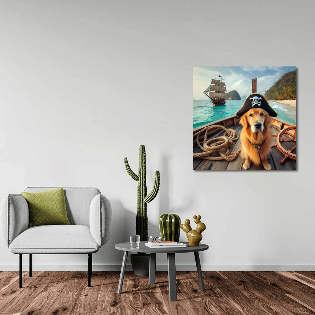 Golden Retriever: Pirate Captain at Treasure Island