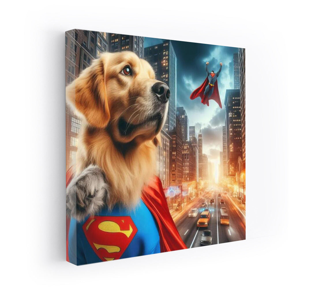 Heroic Golden Retriever: Saving the City from the Villain