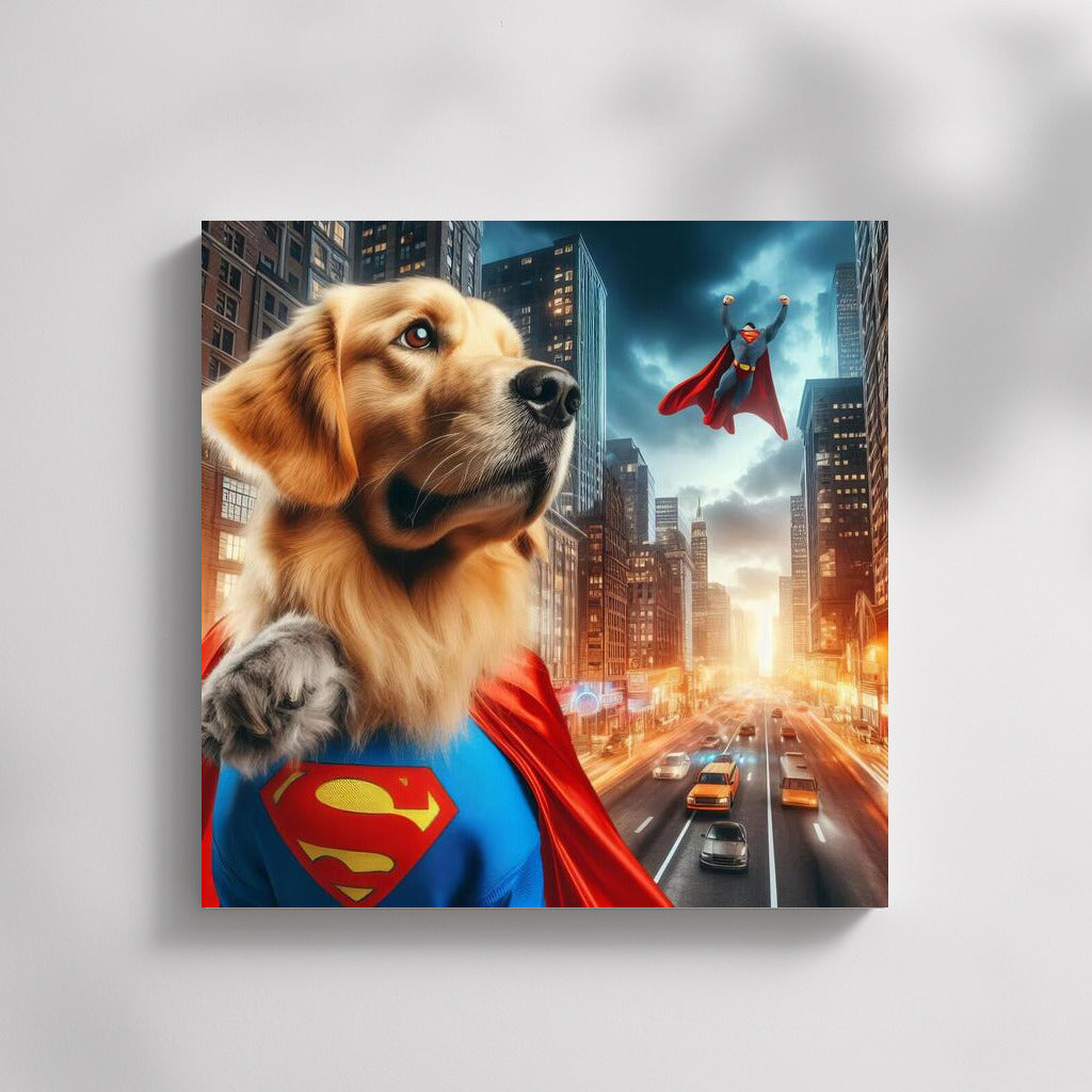 Heroic Golden Retriever: Saving the City from the Villain