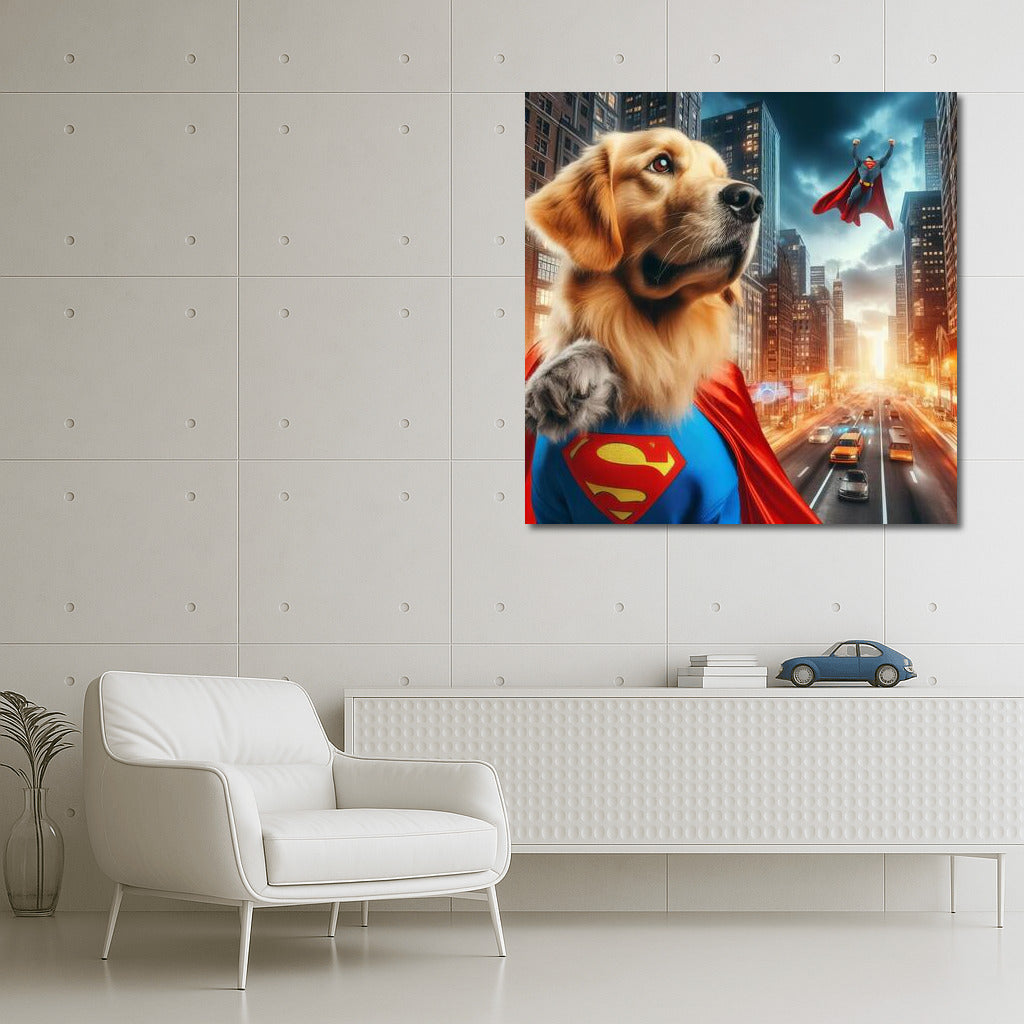 Heroic Golden Retriever: Saving the City from the Villain