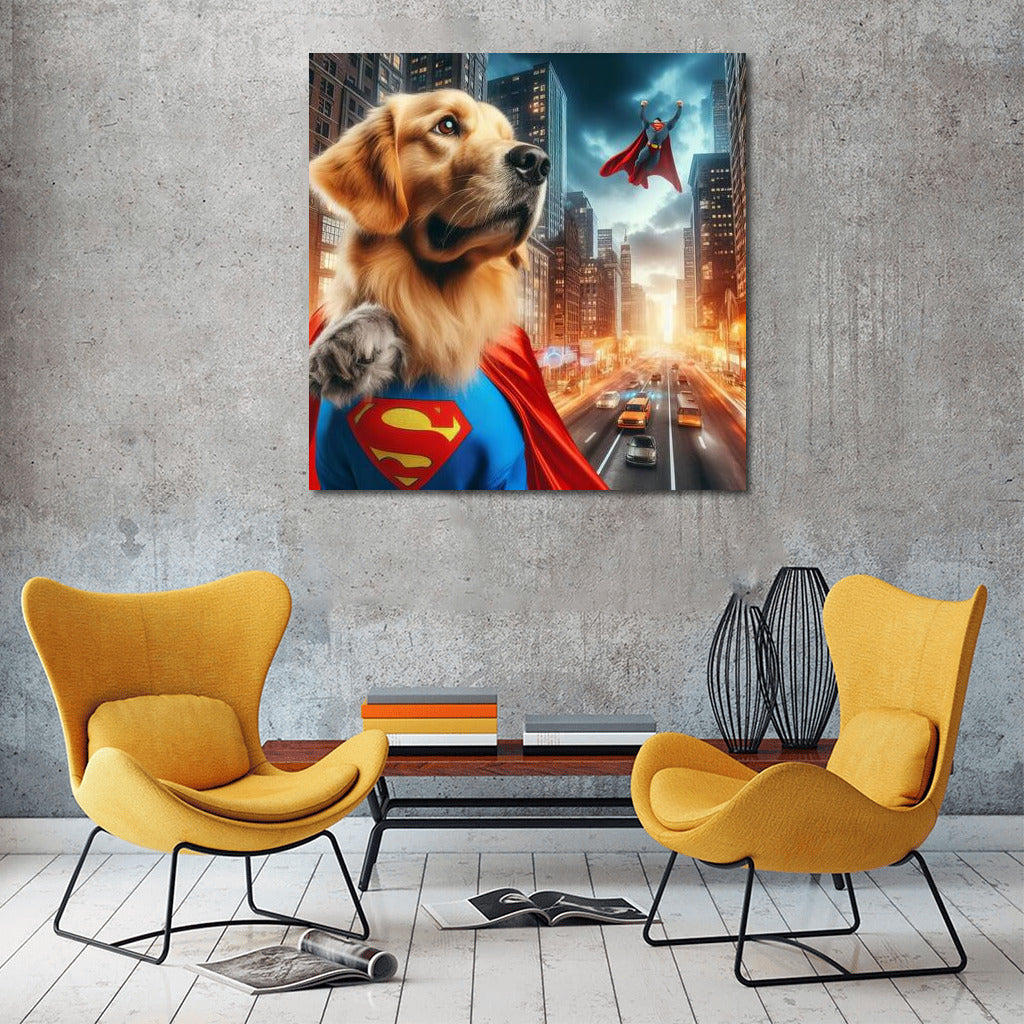 Heroic Golden Retriever: Saving the City from the Villain