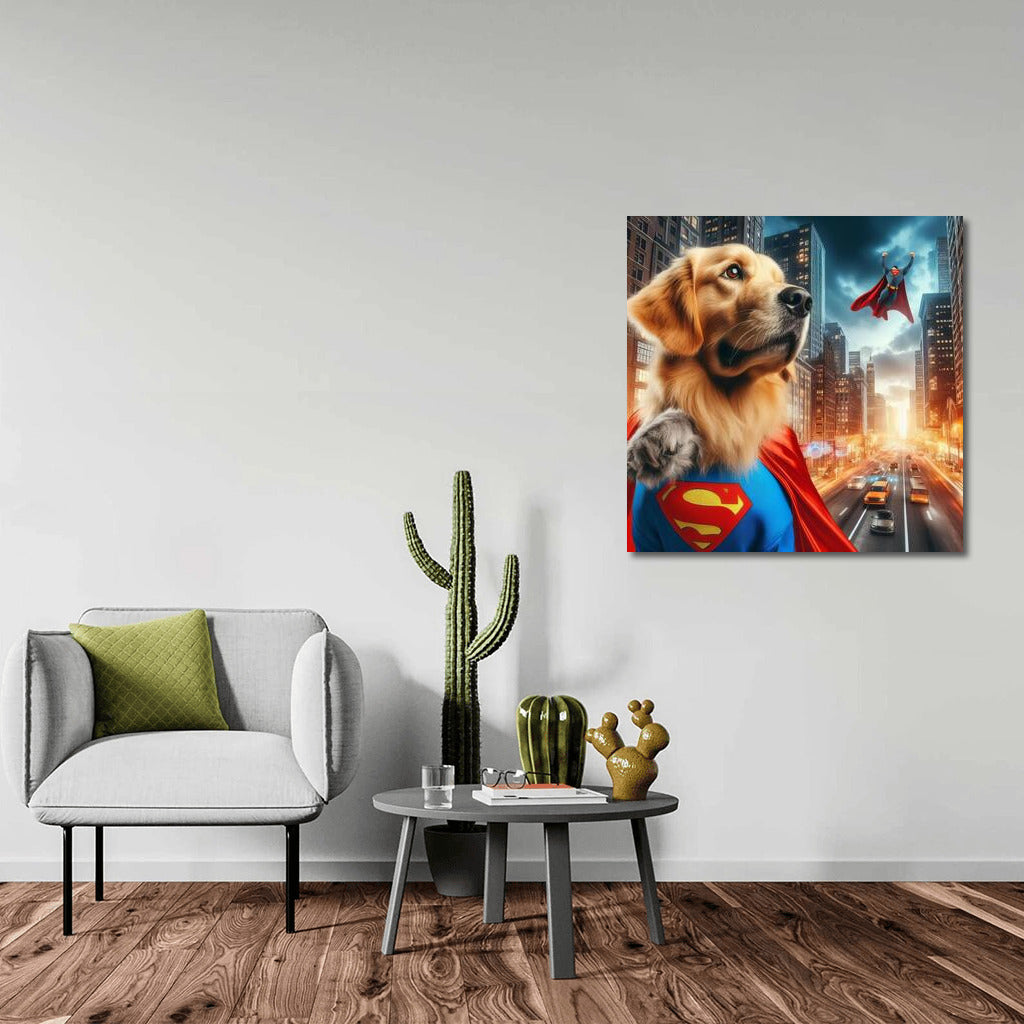 Heroic Golden Retriever: Saving the City from the Villain