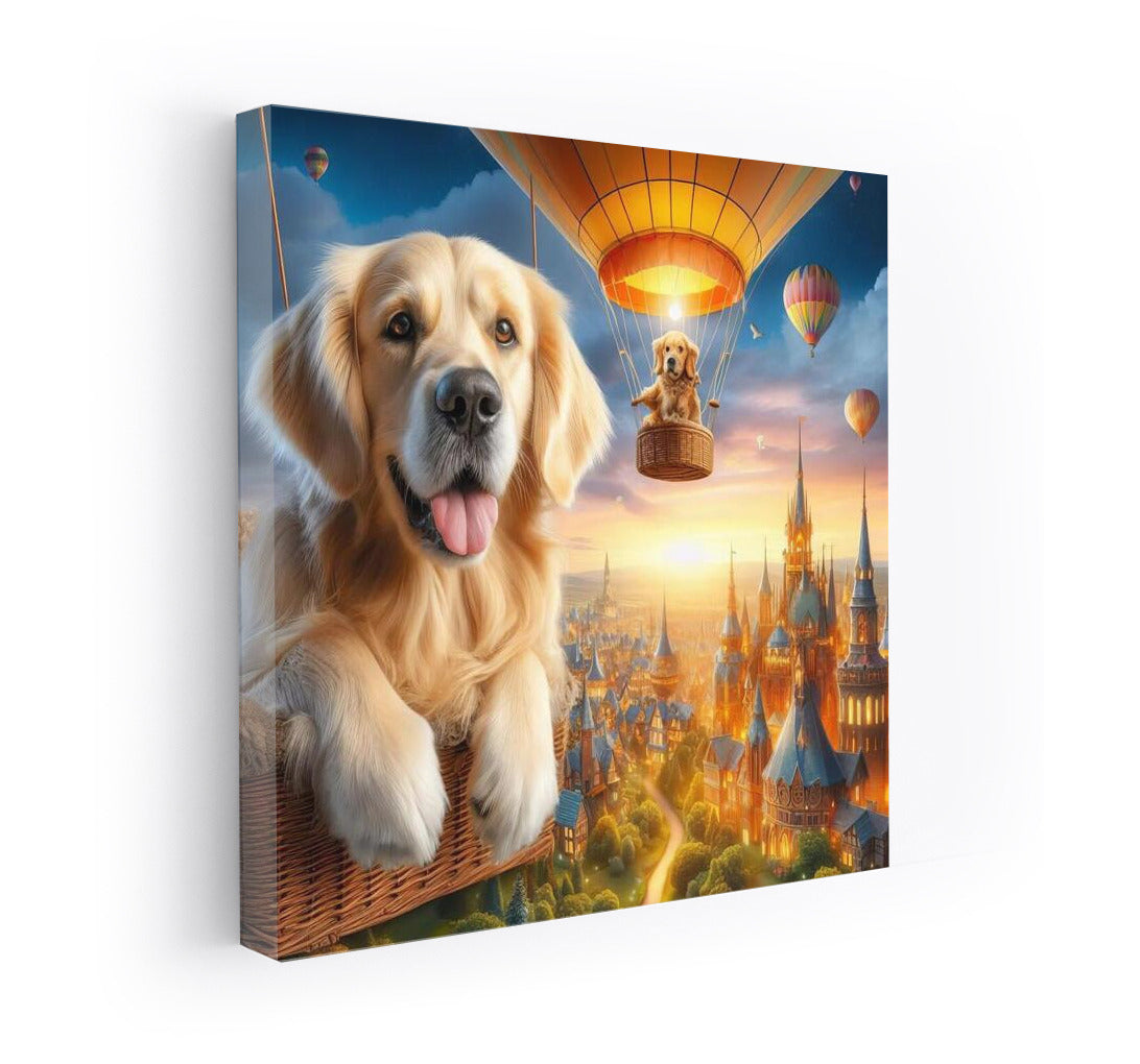 Golden Retriever in the Sky Ball over the Magic City