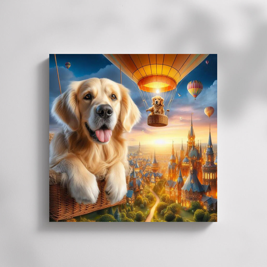 Golden Retriever in the Sky Ball over the Magic City