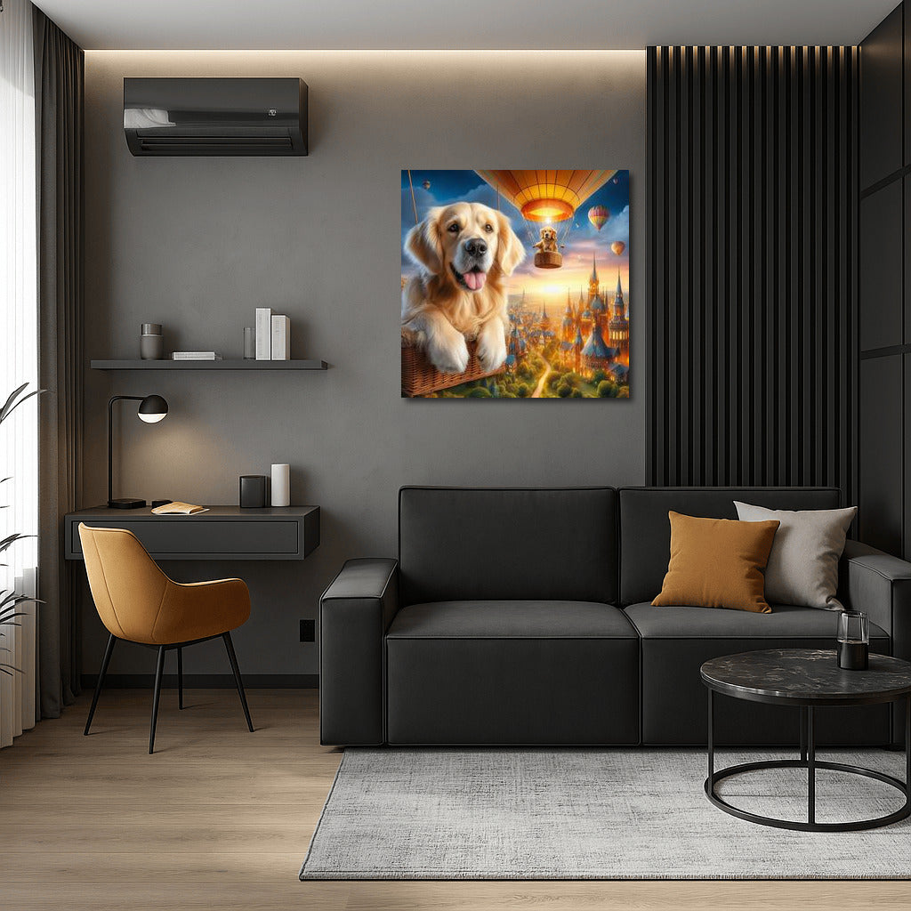 Golden Retriever in the Sky Ball over the Magic City
