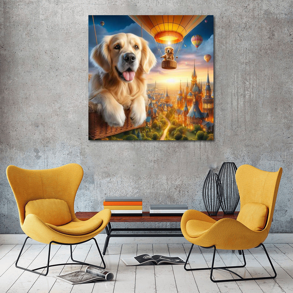 Golden Retriever in the Sky Ball over the Magic City