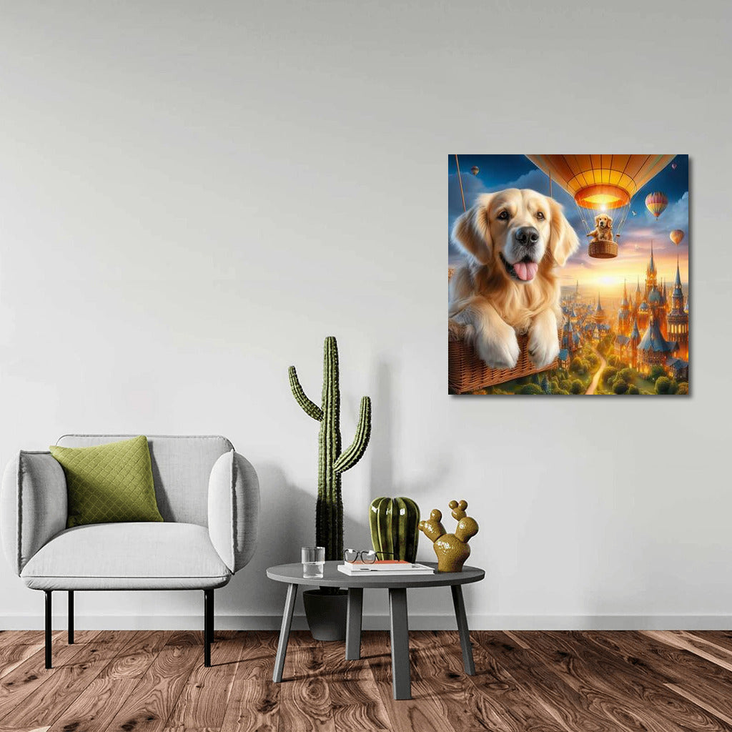 Golden Retriever in the Sky Ball over the Magic City