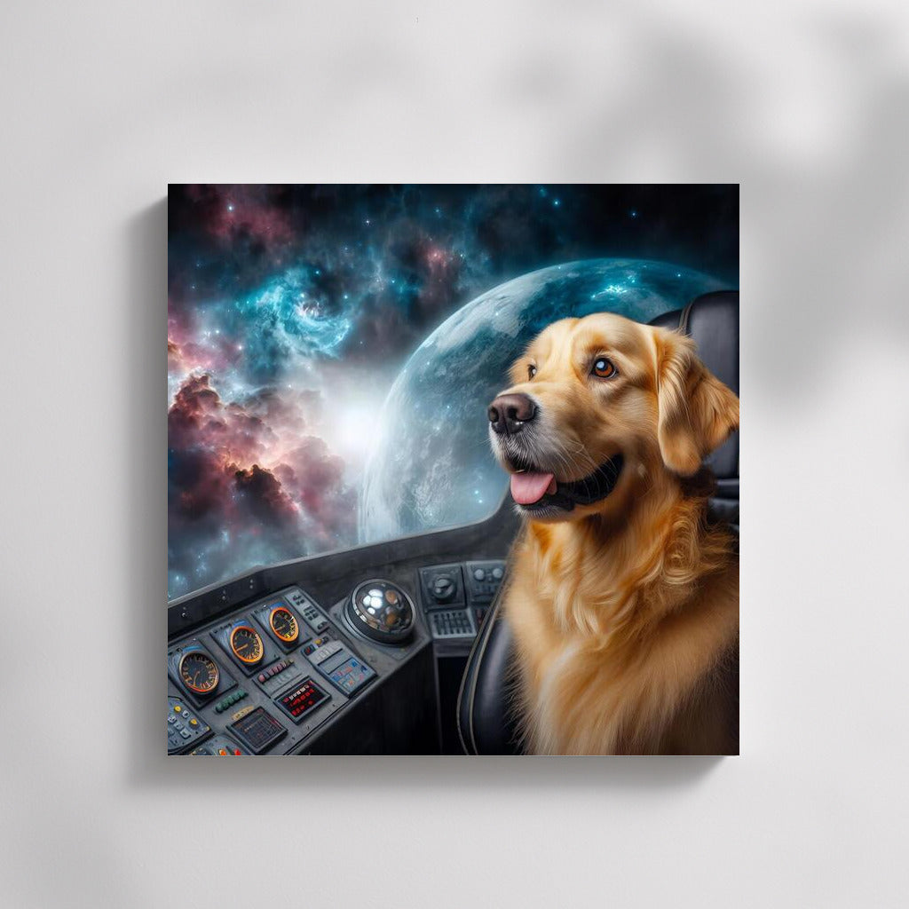 Golden Retriever's Space Journey: Explorer of Distant Galaxies