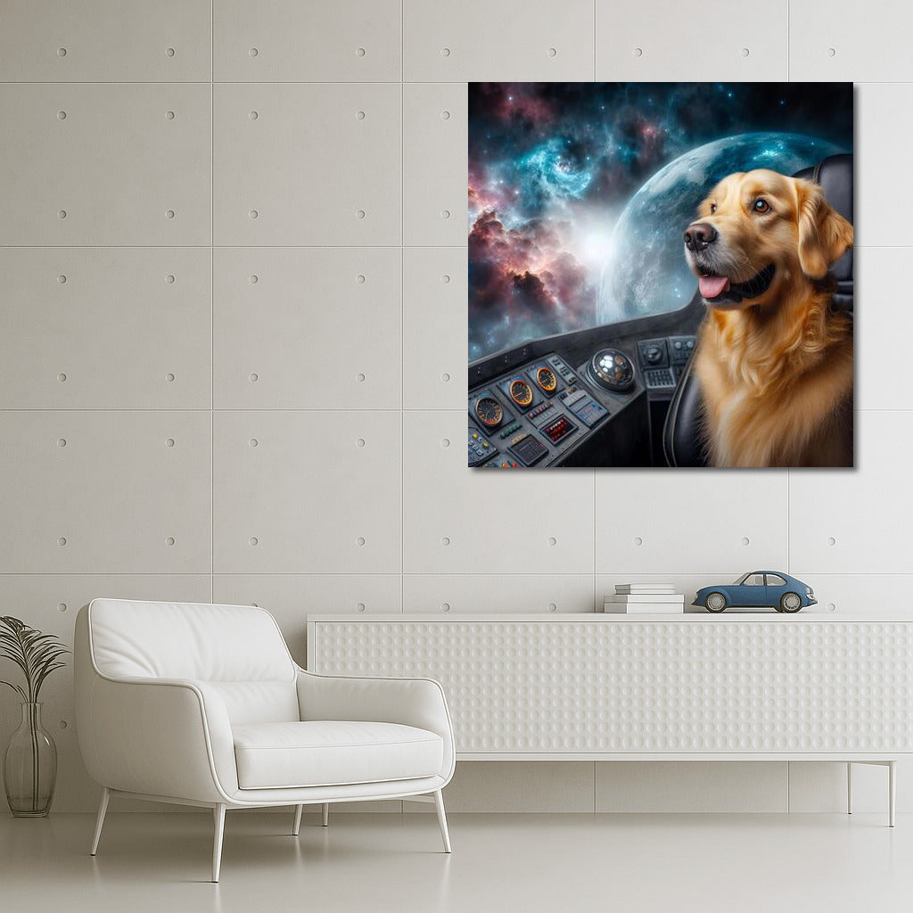 Golden Retriever's Space Journey: Explorer of Distant Galaxies